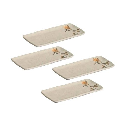 Conjunto de Travessas Retangulares Pequenas Porto Brasil Orgânico Campestre 22x9,5cm - 4 Peças