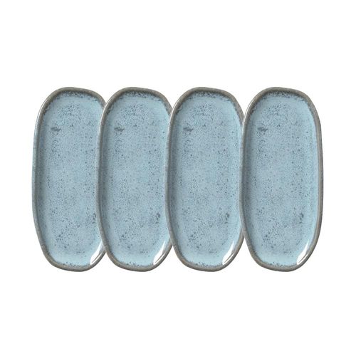 Conjunto de Travessas Oval Rasa Mini Porto Brasil Orgânico Breeze 16,5x8cm - 4 Peças
