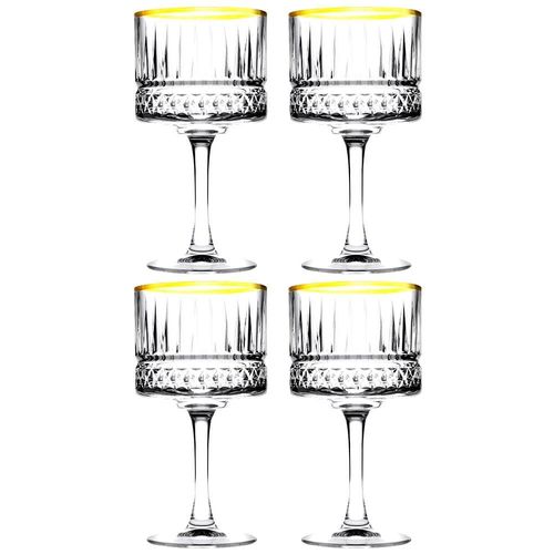 Conjunto de Taças para Coquetel Pasabahce Elysia Gold em Vidro 500ml - 4 Peças