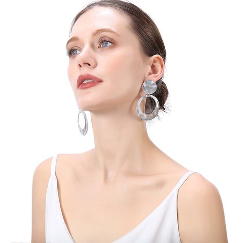 Brincos de Pressão Argola Prateado Mulheres Festas Luxo