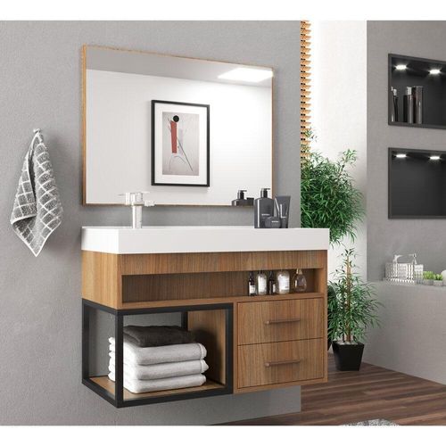 Gabinete Com Cuba 80Cm Multimóveis Cr10071 Noce