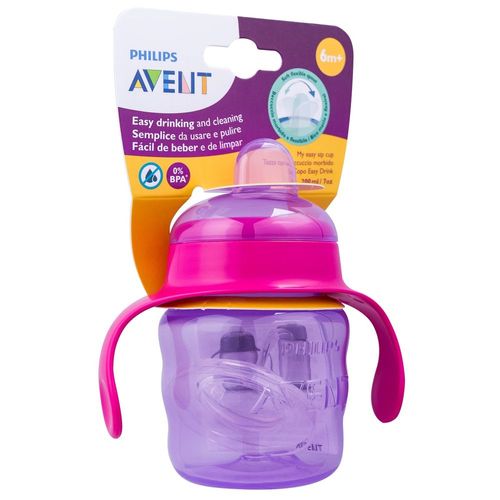 Copo Philips Avent Easy Sip com Alças Bico de Silicone Rosa 200ml