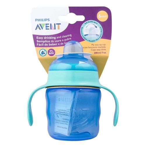 Copo Philips Avent Easy Sip com Alças Bico de Silicone Azul 200ml