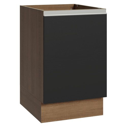 Balcão de Cozinha 50cm 1 Porta (Sem Tampo) Rustic/Preto Glamy Madesa