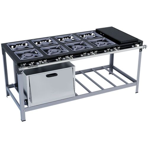 Fogão Industrial Stori Premium 8 Bocas 30x30 Forno com Chapa M24 Pintado Metalmaq