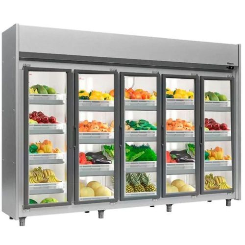 Refrigerador Vertical Auto Serviço Hortifruti 5 Portas GEAS5P Inox  220V Gelopar