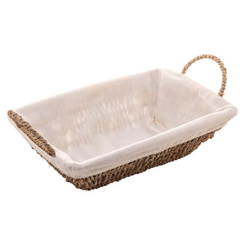 Cesta Retangular em Sisal Wolff com Forro em Tecido e Alça - 13,5x21x36cm (AxLxP)