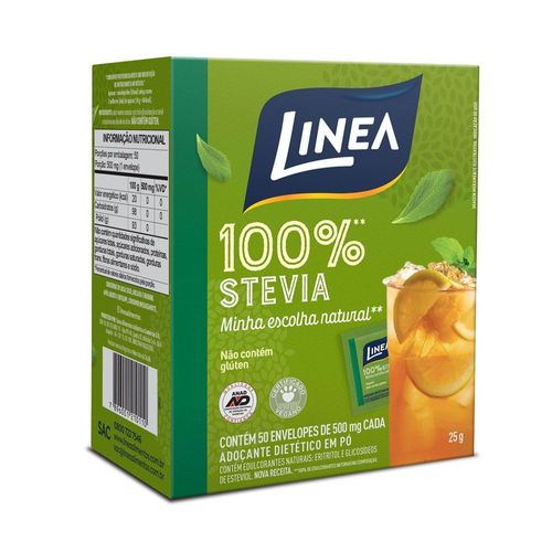Adoçante Em Pó Linea Stevia 50 Sachês 500mg Cada