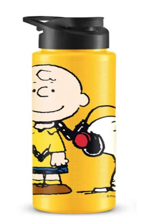 Garrafa Plástica Squeeze Personagens Charlie Brown e Snoopy 750ml Escola Academias Passeio Lancheira