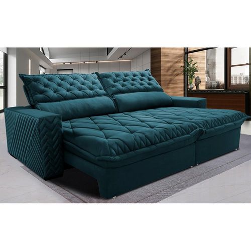 Sofá Retrátil Spazus 2,75m Cama inBox Petróleo