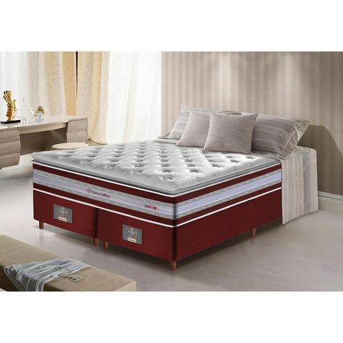 Conjunto Cama Box King de Molas Ensacadas D33 com Pillow TOP Cama inBox Select 193x203x71 Vinho