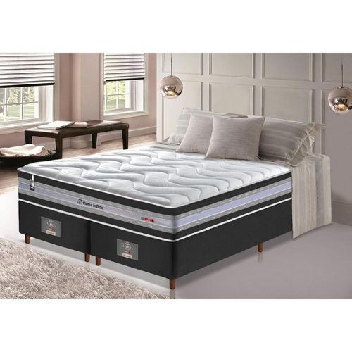 Conjunto Cama Box King de Molas Ensacadas D33 Cama inBox Select Firme 193x203x71 Preto