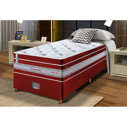 Conjunto Cama Box Solteiro de Molas Ensacadas Cama inBox Select Euro Soft 88x188x71 Vermelho