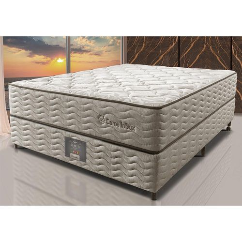 Cama Box Casal Colchão Euro + Box 138x188x71 Molas Ensacadas Cama inBox Ocean Bege