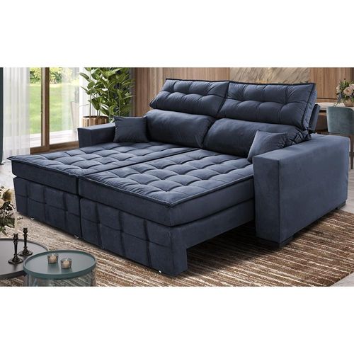 Sofá Retrátil e Reclinável 2,00m Molas Ensacadas e Costura Tripla Cama inBox Japão. Velusoft