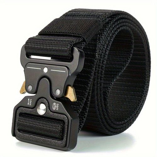 Cinto Tático Para Homens, Estilo Esportivo, Fivela De Liberação Rápida De Grau Militar Resistente Preto