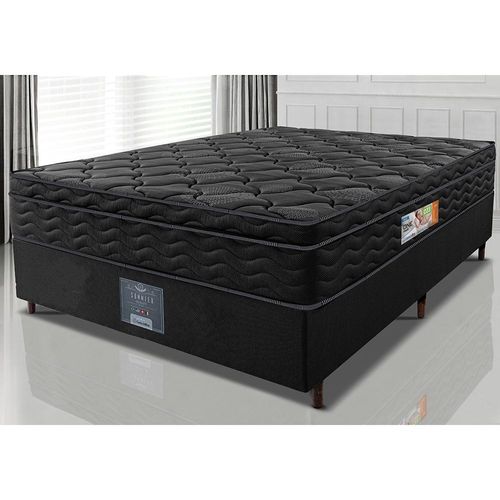 Cama Box Casal Colchão OrtoFirm Black + Box 138x188x67 One Face Espuma D33 Preto