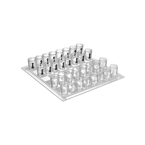 Jogo De Xadrez Shot Drink 35x35 Tabuleiro De Vidro - Western