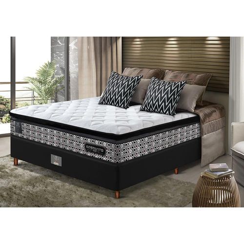 Cama Box Casal Colchão Pillow Top + Box 138x188x70 Molas Ensacadas Cama inBox Abstrato