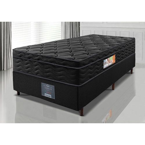 Cama Box Solteiro Colchão OrtoFirm Black + Box 88x188x67 One Face Espuma D33 Preto