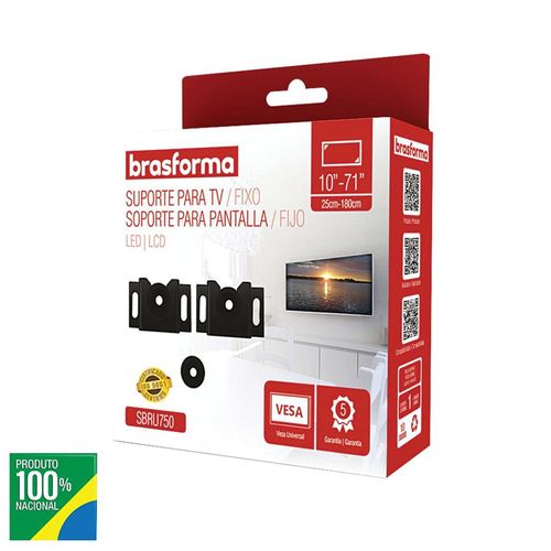 Suporte Tv Led Lcd Fixo Universal 10 a 71 Brasforma Sbru750