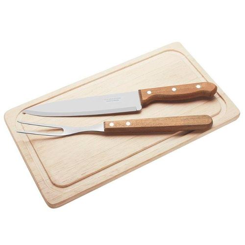 Conjunto para Churrasco Tramontina Dynamic em Aço Inox e Madeira – 3 Peças