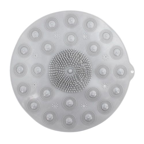 Tapete Antiderrapante Box Banheiro Lava Pes Massageador Com Ventosas Cinza