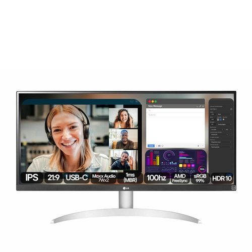 Monitor UltraWide 29" LG 29WQ600-B com Tela IPS, Full HD, 100Hz, AMD FreeSync – Branco