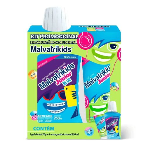 Kit Solução Bucal 250ml + Gel Dental Malvatrikids Júnior Blue 70g