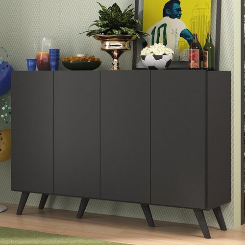 Aparador Buffet 4 Portas Retrô Alemanha Br3556 Preto