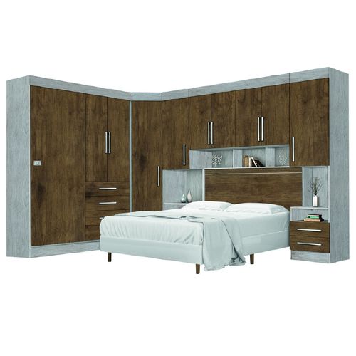 Dormitório Completo Georgia J&A Avelã / Jequitibá Para Cama Box 1,38M Casal