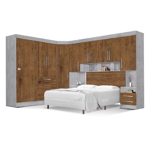 Dormitório Completo Georgia J&A Avelã / Jequitibá Para Cama Box 1,58M Queen