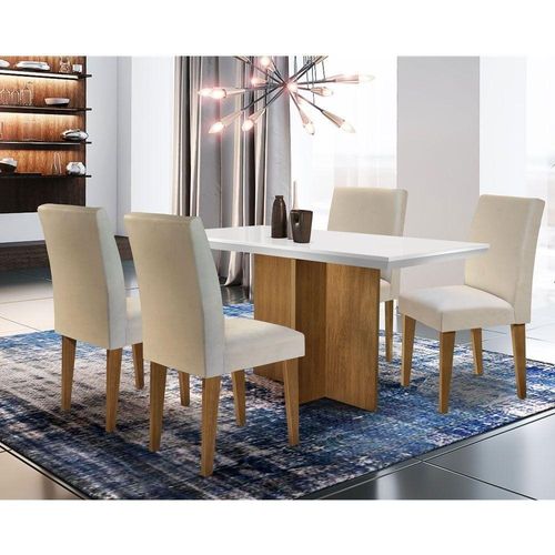 Conjunto Sala de Jantar Olimpia com 4 Cadeiras Grécia