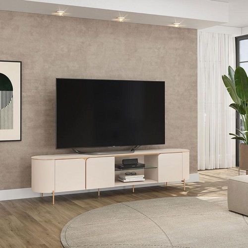 Rack Bancada Para Sala Ambiente Ariana Off White – Dj Móveis