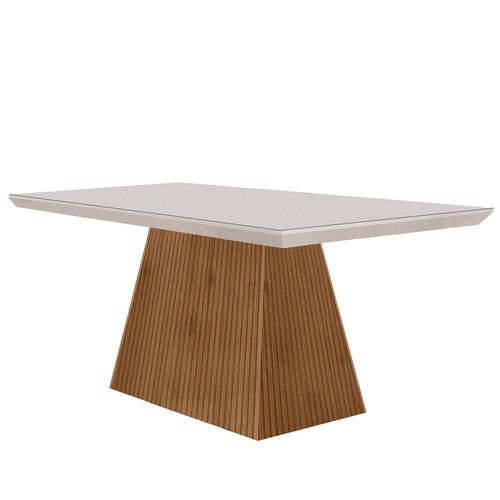 Mesa Sala De Jantar Aida 120cm Em Mdf E Vidro Off White
