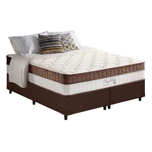 Cama Box Queen: Colchão Molas Ensacadas Anjos MasterPocket King Best Marrom + Base CRC Courano Brown(158x198)