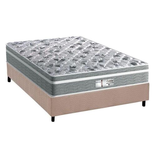 Cama Box Casal: Colchão Molas Probel Prodormir EvolutionBase Suede Bege(138x188)