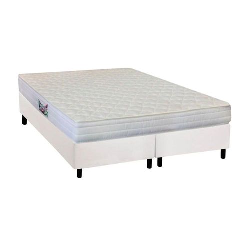 Cama Box Queen: Colchão Espuma Herval  AG65 Firme Frontier + Base CRC Courano White(158x198)
