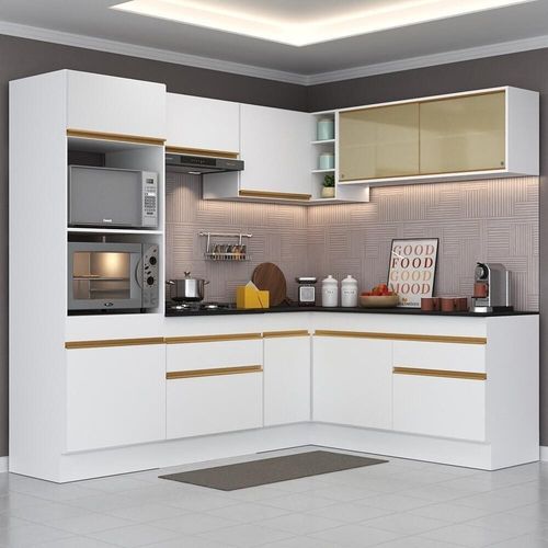 Cozinha Completa De Canto Mp2099 Com Armário E Balcão Branca