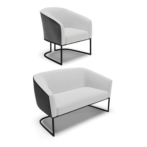 Namoradeira E Poltrona Industrial Preto Stella Pto-linho D03 - D'rossi Cor Cinza