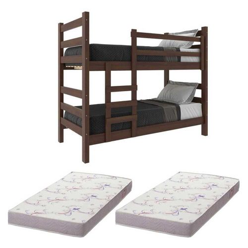 Beliche Madeira Maciça Com Colchões Dubai Cr4158 Imbuia