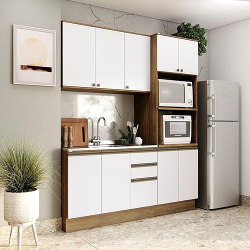 Cozinha Compacta Celeste Kappesberg Nogueira/branco 190cm