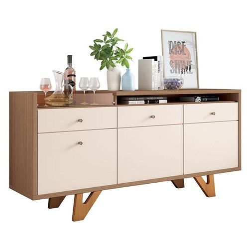 Buffet Soft Castanho Off White - Hb Móveis