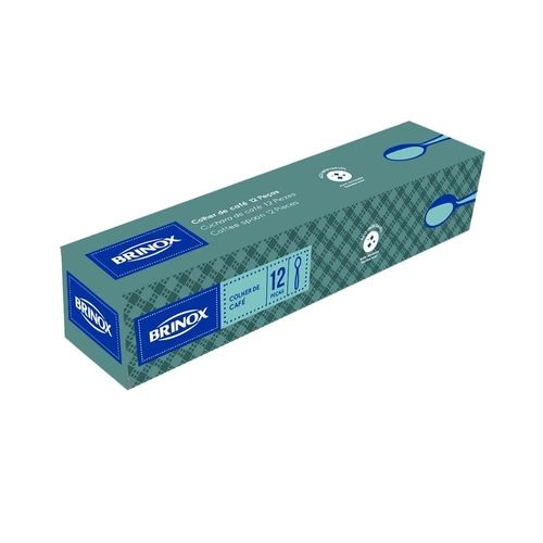 Conjunto de Colheres de Café Brinox Lyon 12 Peças com Friso Polido Aço Inox