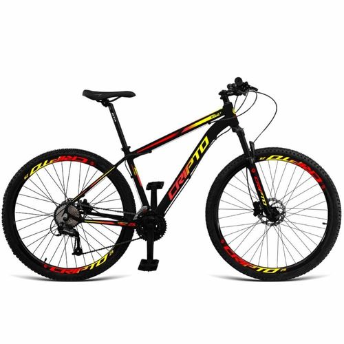 Bicicleta Aro 29 24v Acera Freio Hidraulico Trava Preto amarelo E Vermelho Preto amarelo E Vermelho